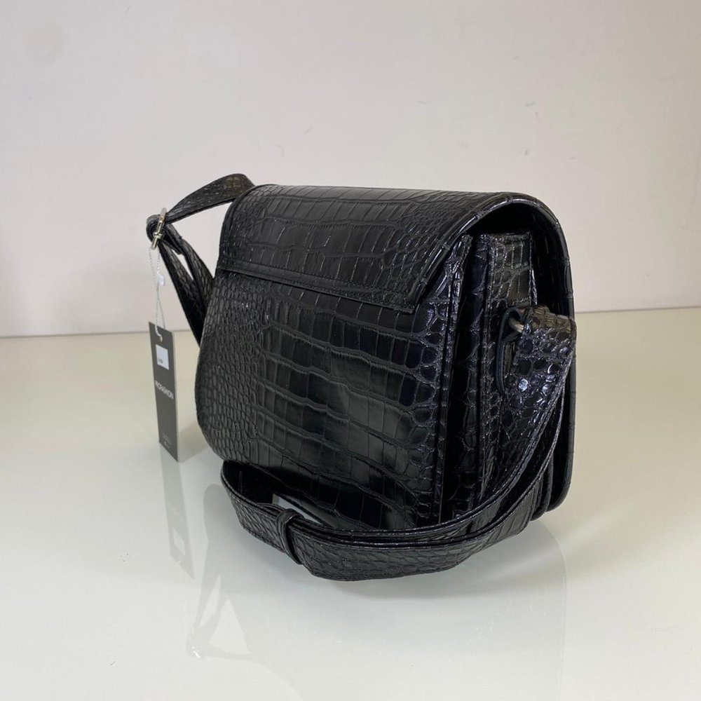 Profashion Women’s Shoulder Bag, Black Croco - Picture 2 of 2